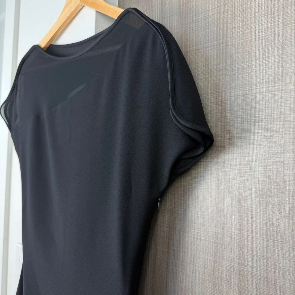 REISS Black‎ Salma Shift Dress Asymmetric Twist Slash Neck Size 2